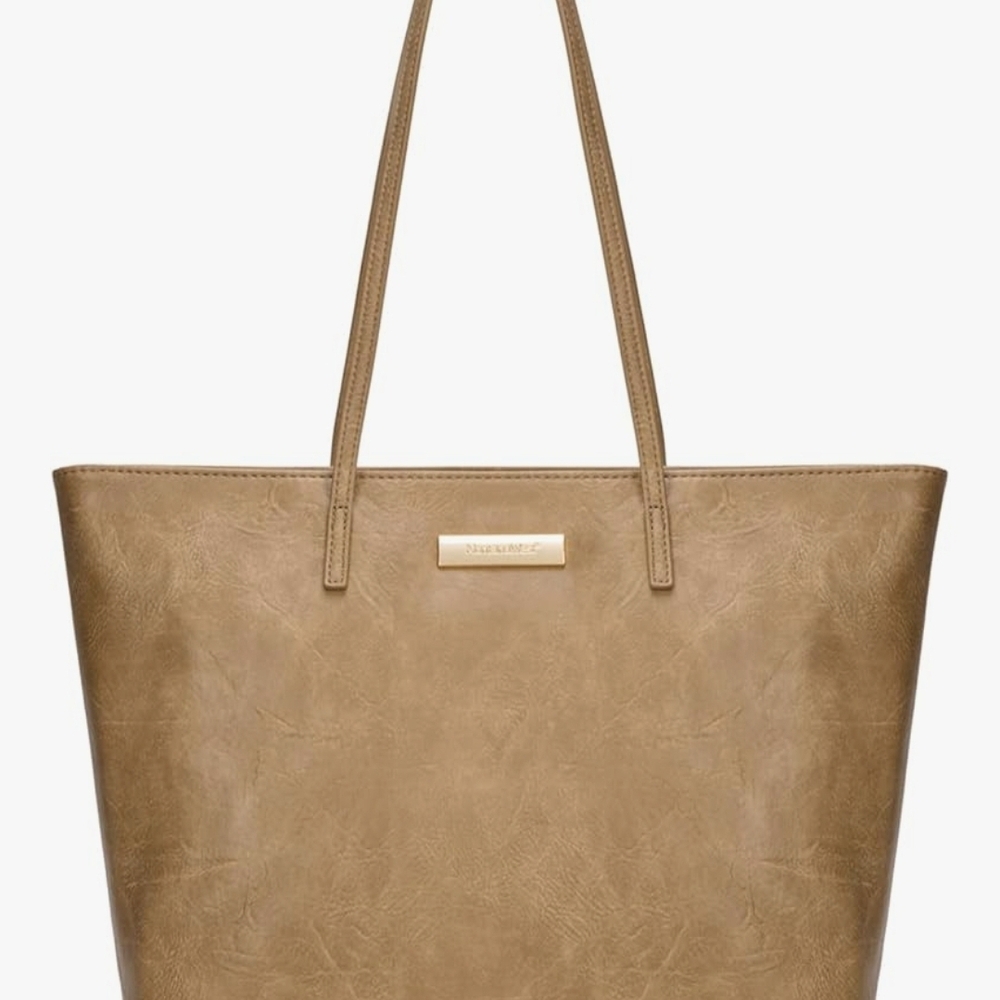 Everyday Tan Tote Bag with Gold Accent